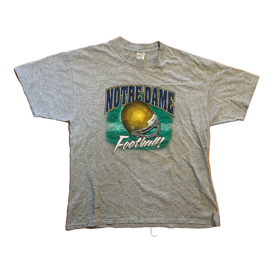 Red Oak Notre Dame Football College University Grey Tshirt - Large - 22" x 28.5"
