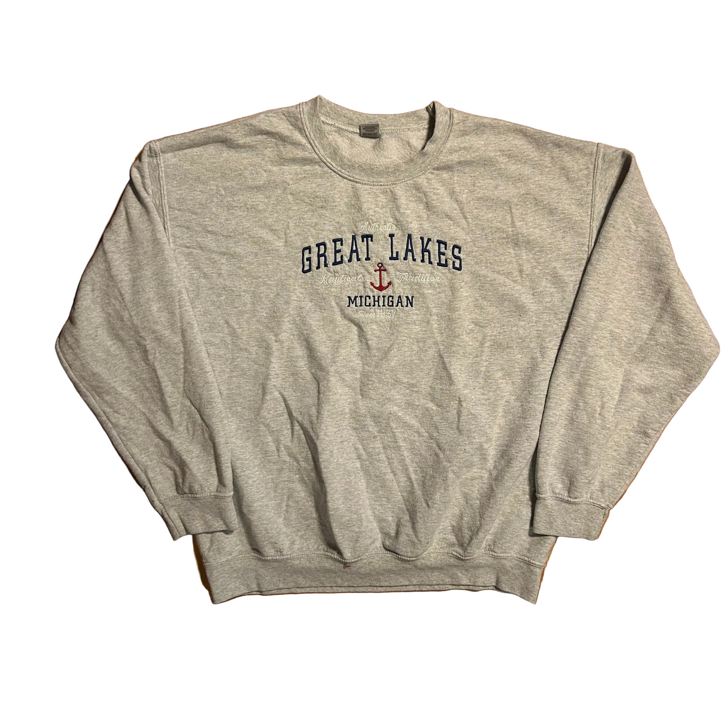 Great Lakes Michigan Grey Crewneck Sweatshirt - XLarge - 24" x 26.5"