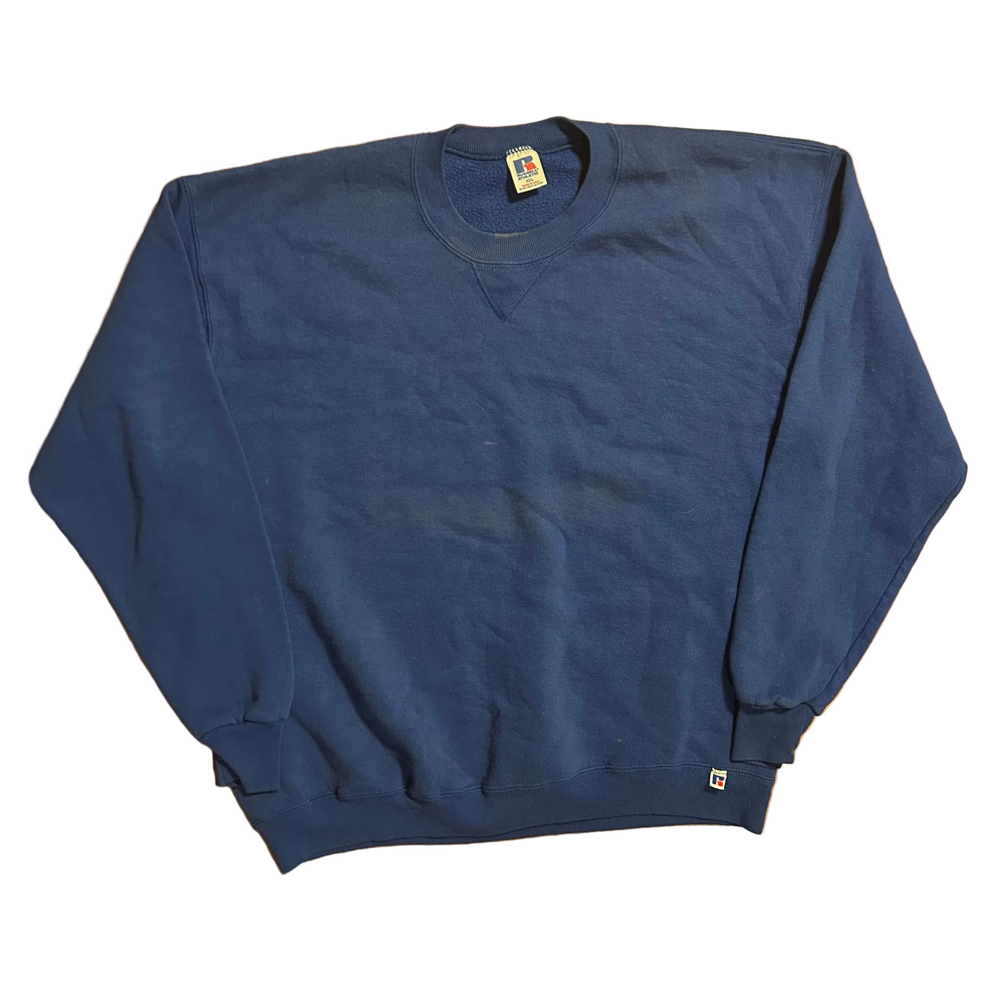 80’s Russell Athletics Blue Blank Crewneck Sweatshirt - XLarge - 24" x 26.5"