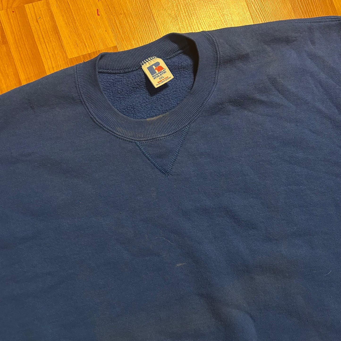 80’s Russell Athletics Blue Blank Crewneck Sweatshirt - XLarge - 24" x 26.5"