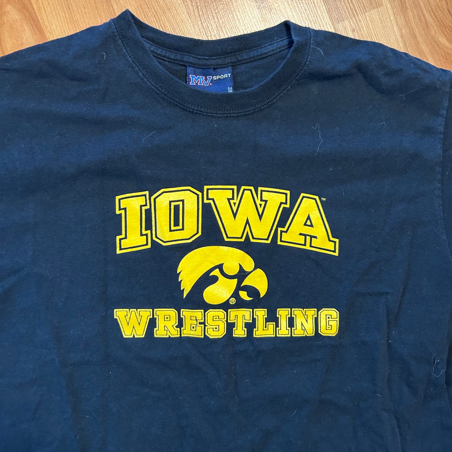 MV Sport Iowa University Wrestling Black Tshirt - Small - 19" x 26.5"