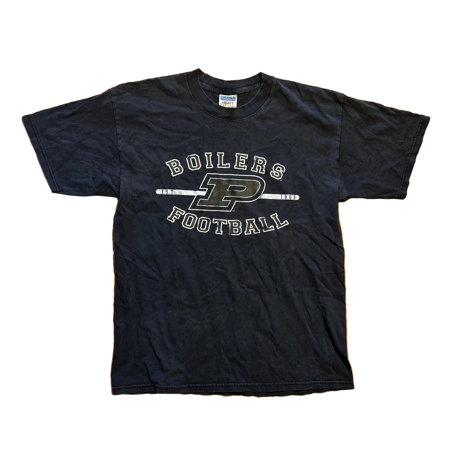 Gildan Boilers Football Purdue University Black Tshirt - Medium - 21" x 27.5"