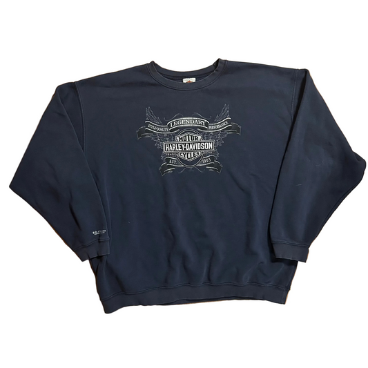 Harley Davidson Navy Blue Crewneck Sweatshirt - XLarge - 31" x 31"
