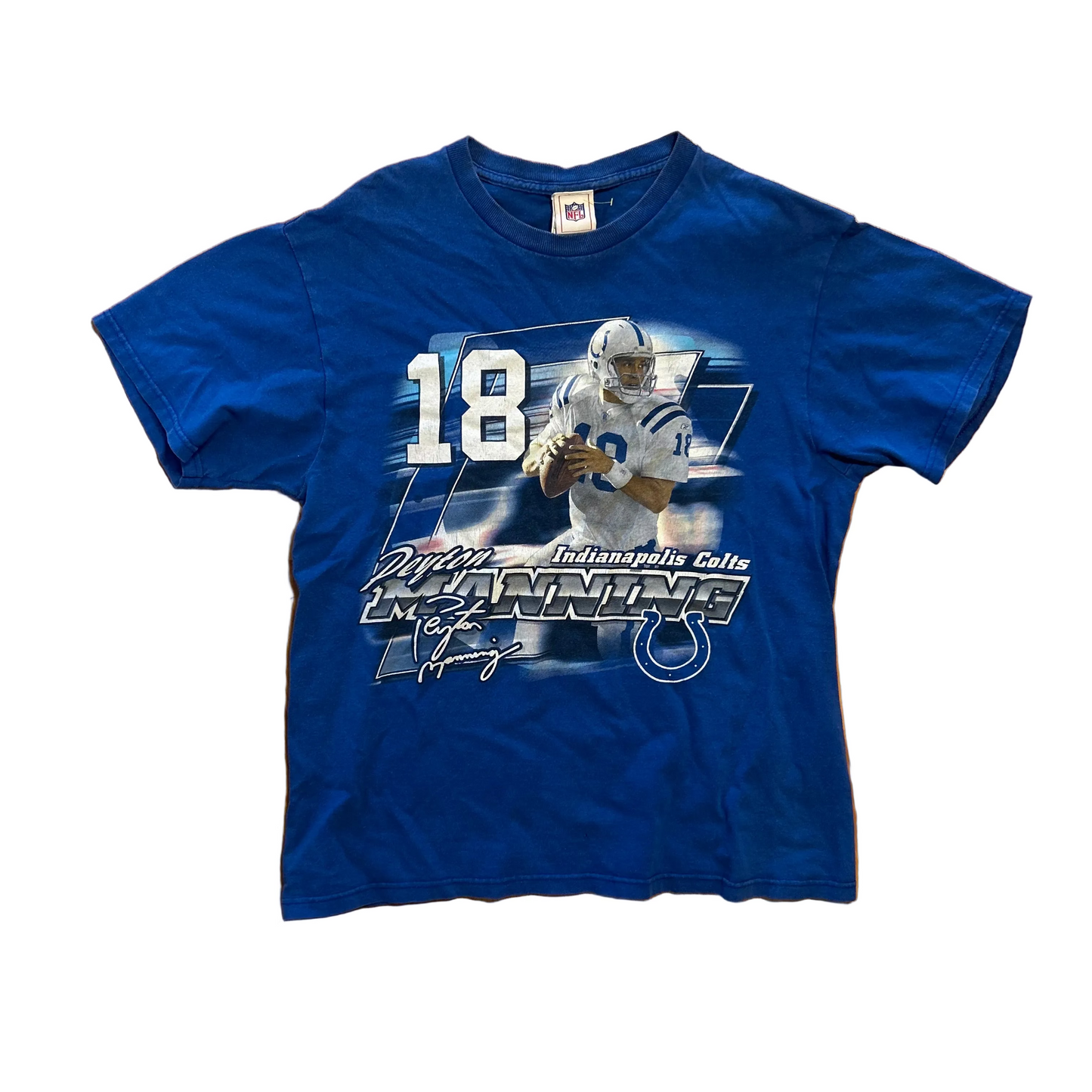 Peyton Manning NFL Colts Indianapolis Blue Tshirt - Small - 19" x 24.5"