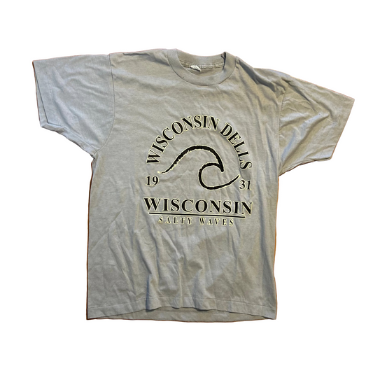 80's Screen Stars Wisconsin Dells Grey Tshirt - Small - 18" x 26"