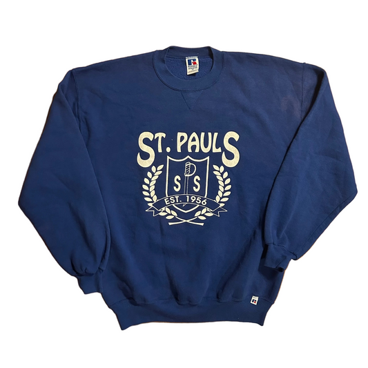 90’s Russell Athletics St Paul’s Blue Crewneck Sweatshirt - XLarge - 24" x 28"