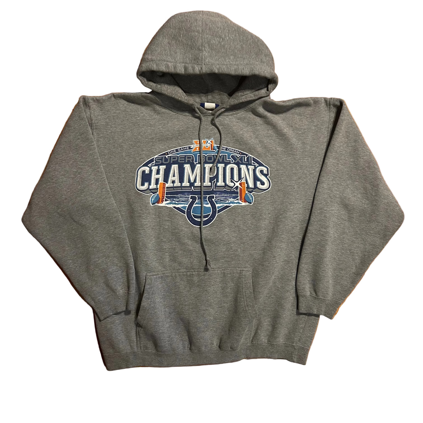 Indianapolis Colts NFL Super Bowl Champions Football Grey Hoodie Sweatshirt - XLarge - 25" x 27"