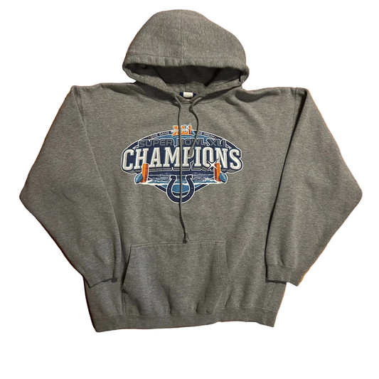 Indianapolis Colts NFL Super Bowl Champions Football Grey Hoodie Sweatshirt - XLarge - 25" x 27"