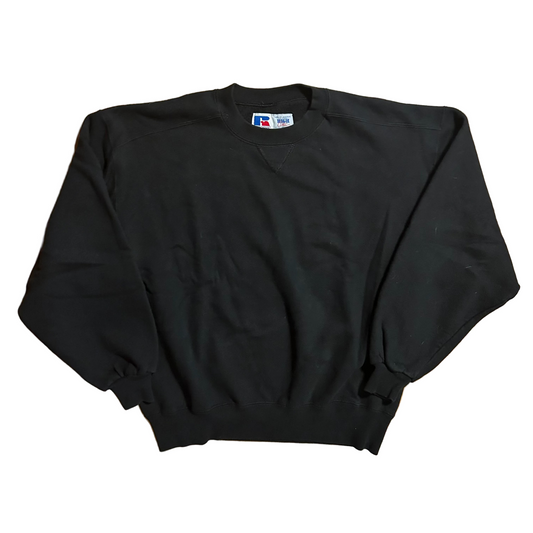 90’s Russell Athletic High Cotton Black Blank Crewneck Sweatshirt - Large - 23" x 24.5"