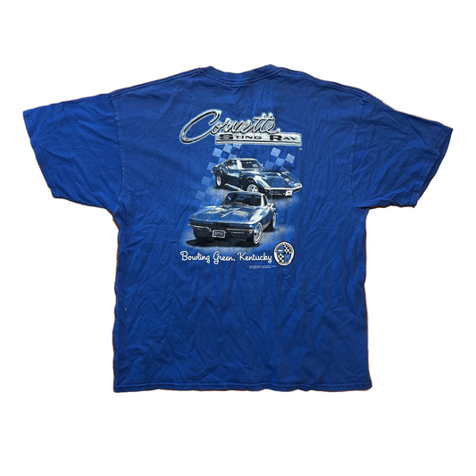 Corvette Sting Ray Bowling Green Kentucky Blue Tshirt - Medium - 21.5" x 28"