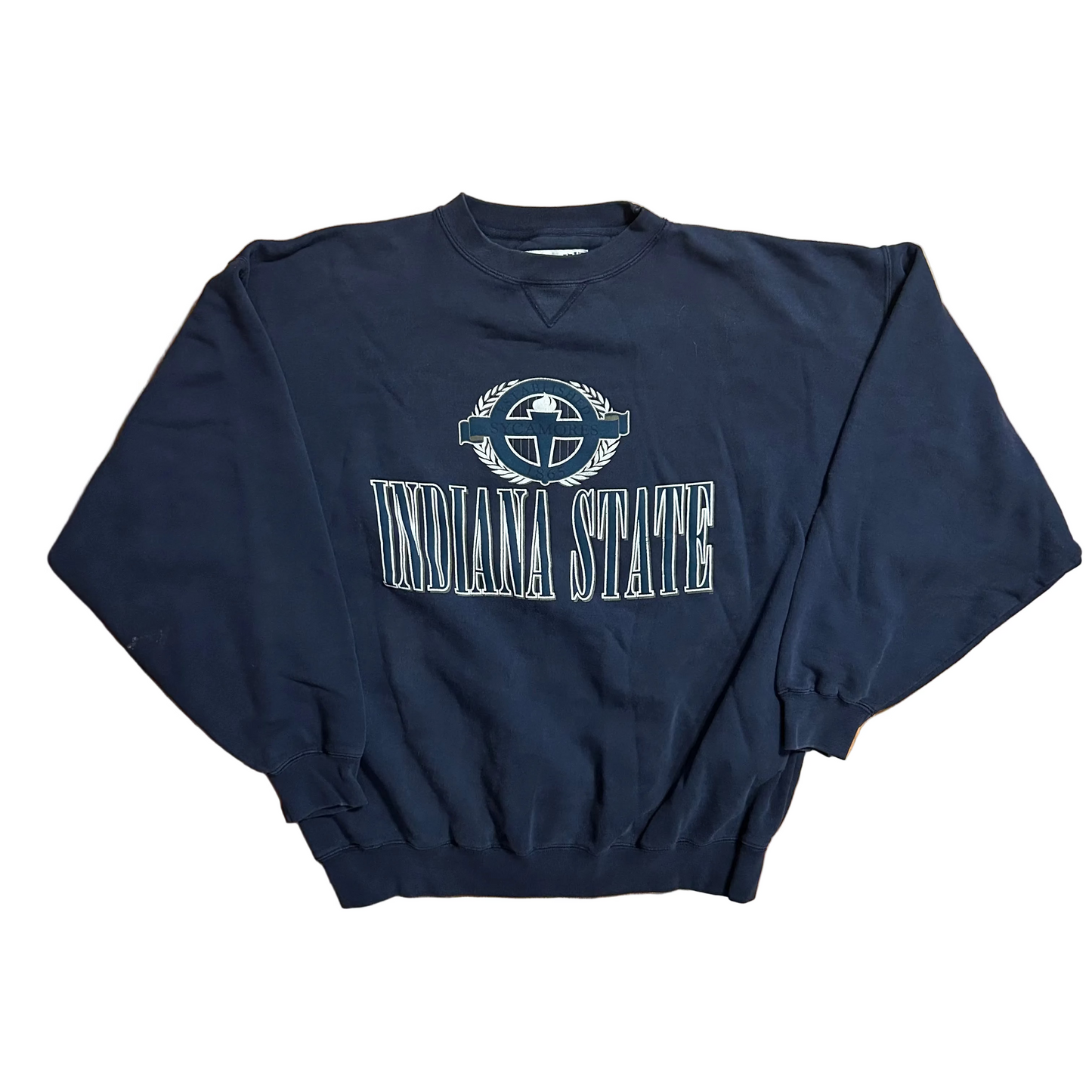 90’s Gear Big Cotton Indiana State Navy Blue Crewneck Sweatshirt. XLarge - 25.5" x 26"