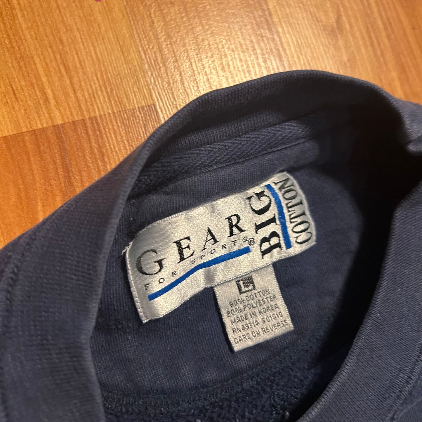 90’s Gear Big Cotton Indiana State Navy Blue Crewneck Sweatshirt. XLarge - 25.5" x 26"