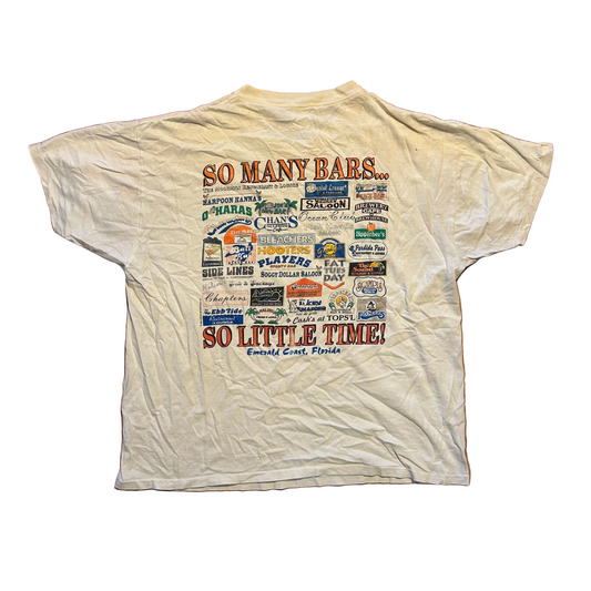 90's Delta Pro Weight So Many Bars So Little Time Emerald Coast Florida White Tshirt - Large - 23" x 27.5"