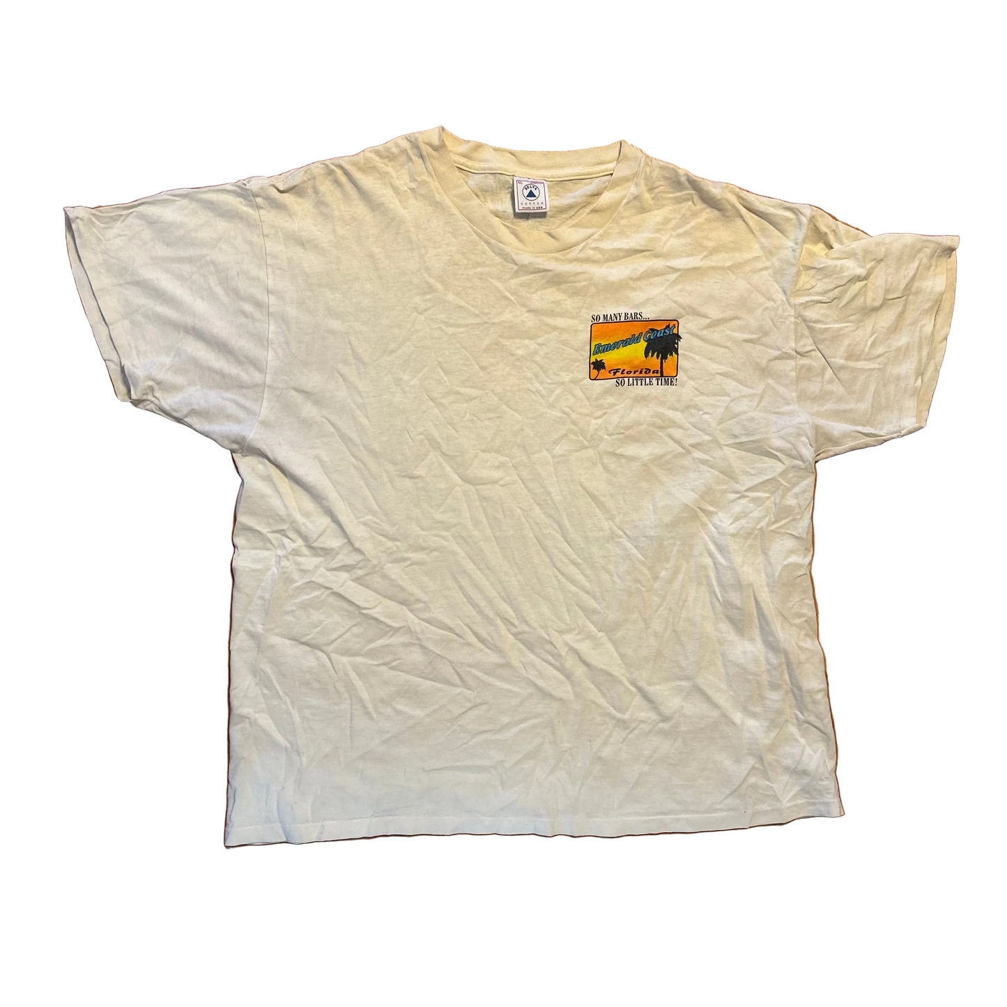 90's Delta Pro Weight So Many Bars So Little Time Emerald Coast Florida White Tshirt - Large - 23" x 27.5"