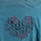 80/90’s Blue Teal Heart Crewneck Sweatshirt - Large - 23.5" x 24.5"