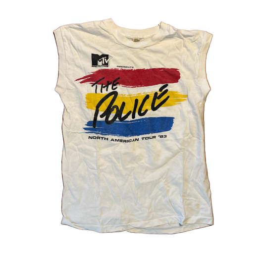 80's MTV The Police White Tank Top Shirt - XSmall - 16.5" x 23"