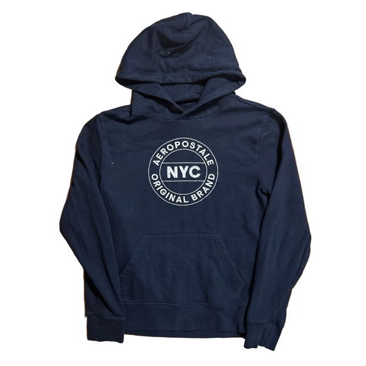 Aeropostale NYC Navy Blue Hoodie Sweatshirt - Small - 19" x 24.5"