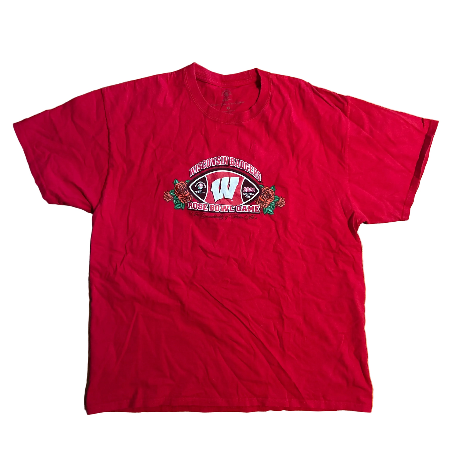 2020 Wisconsin Badgers College University Rose Bowl Pasadena California Red Tshirt - Large - 22" x 28"