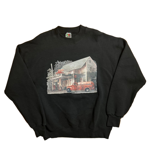 FOTL Black Mobil Oil Crewneck Sweatshirt - Large - 23.5" x 27"