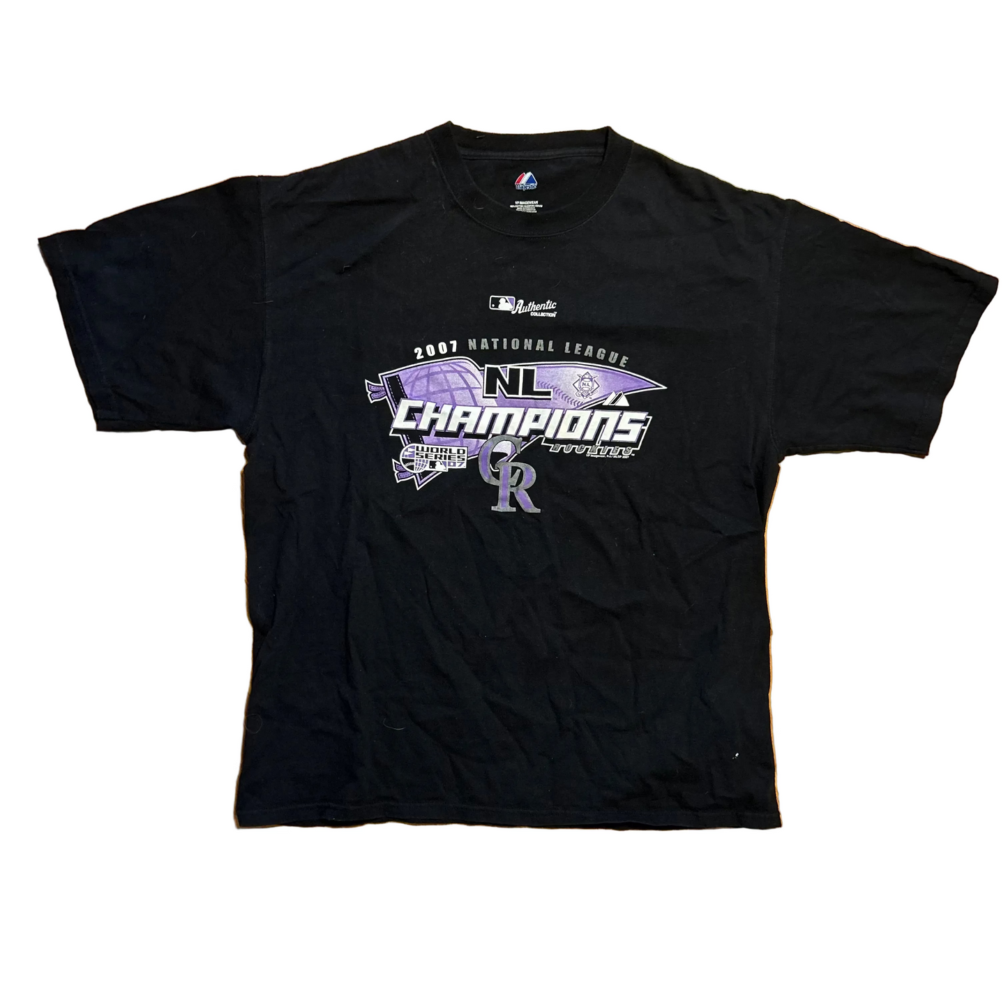 2007 Colorado Rockies MLB NL Champions Black Tshirt - Large - 23" x 29"