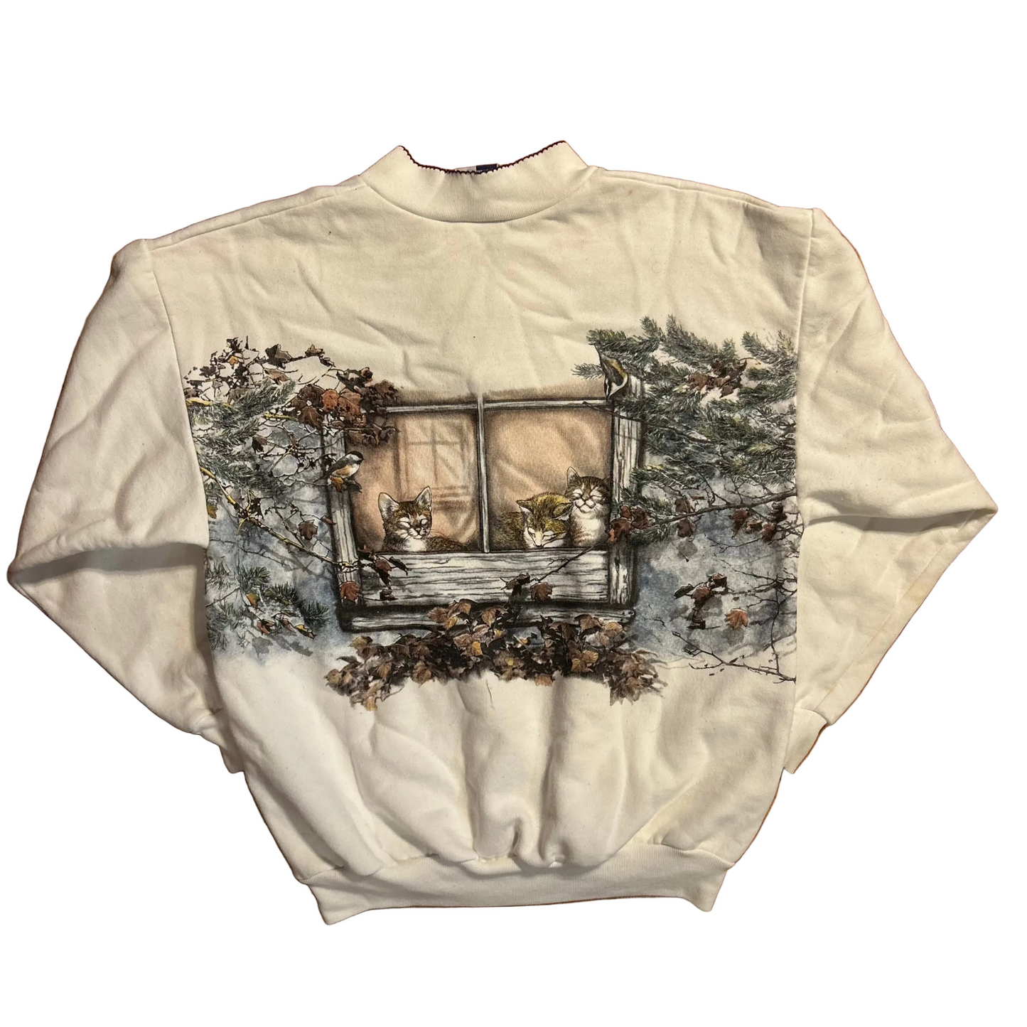 Art Unlimited White Cat Sweatshirt - Medium - 21" x 25.5"
