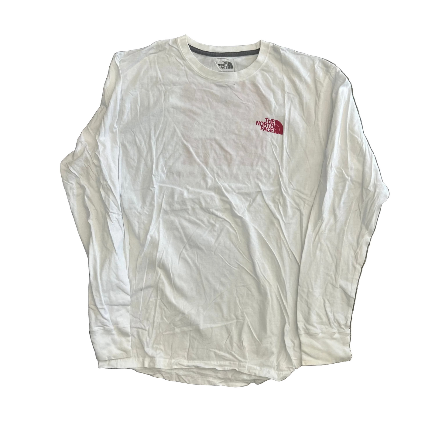The North Face Never Stop Exploring White Red Longsleeve Shirt - Large - 22" x 29"