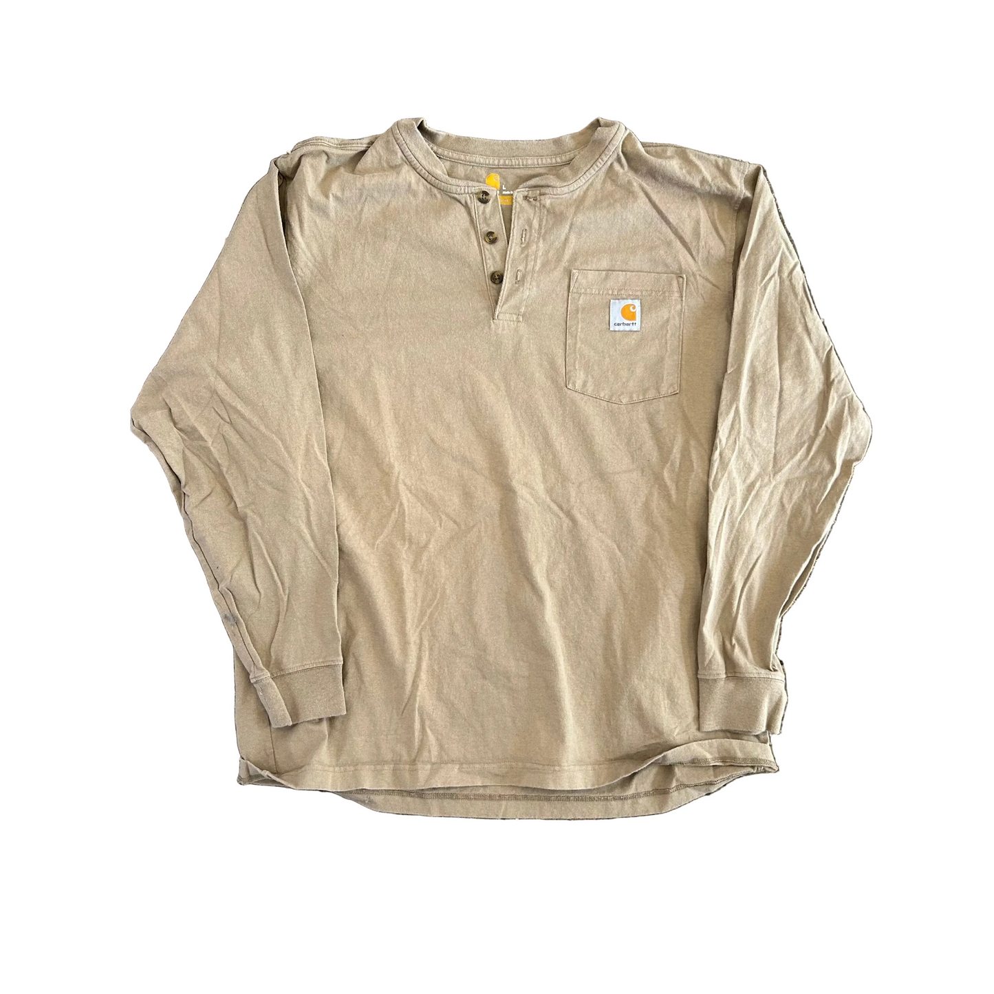 Carhartt Carphartt Quarter Button Up Tan Shirt - Large - 22" x 28"