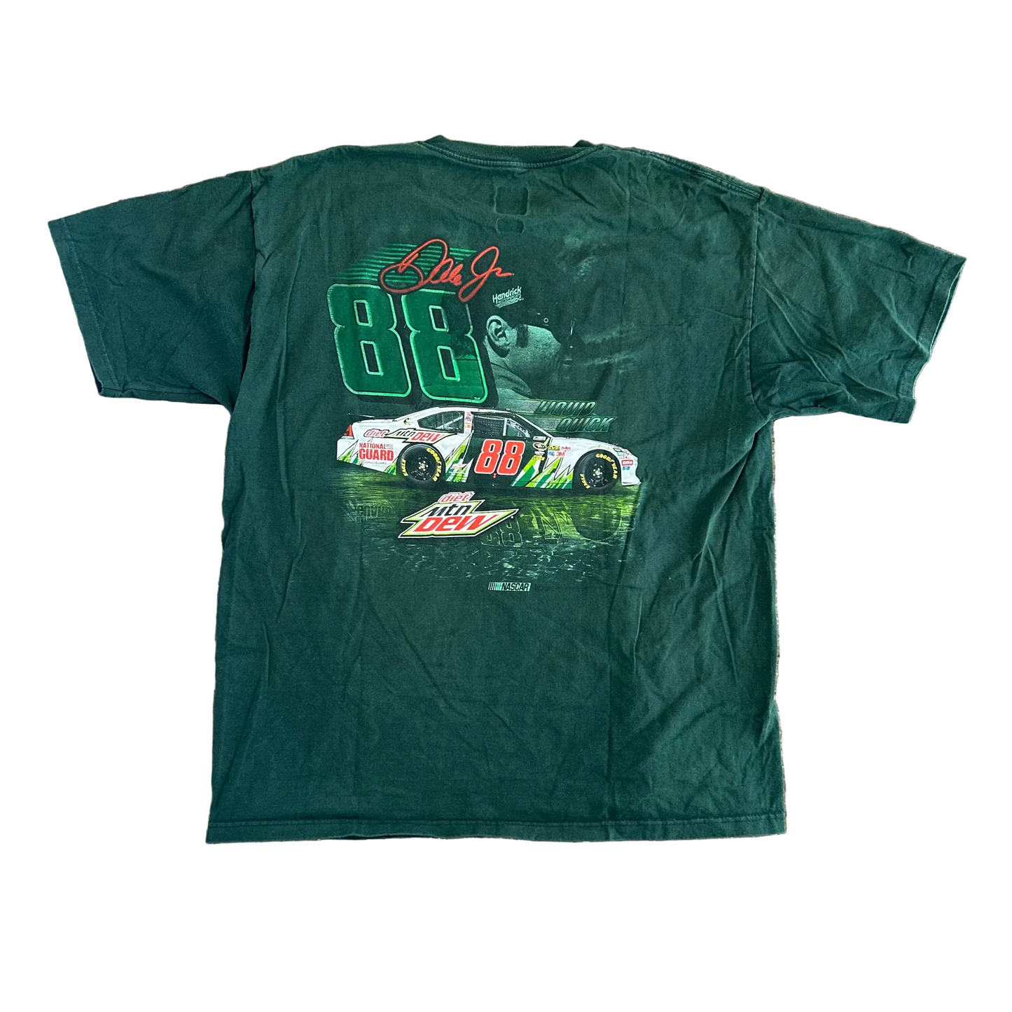 NASCAR Dale Earnhardt Jr Racing Green Tshirt - Large - 23" x 29.5"