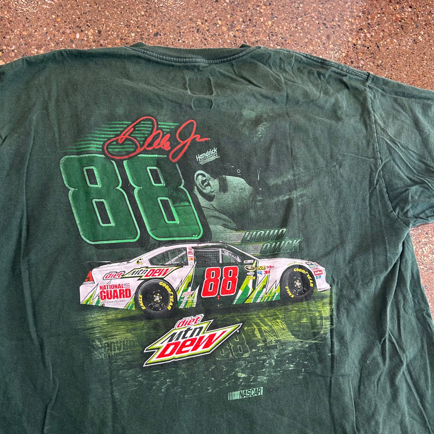 NASCAR Dale Earnhardt Jr Racing Green Tshirt - Large - 23" x 29.5"