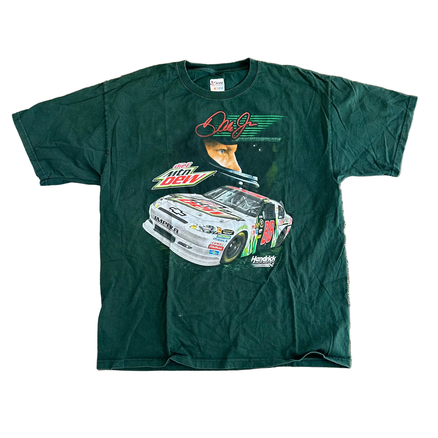 NASCAR Dale Earnhardt Jr Racing Green Tshirt - Large - 23" x 29.5"