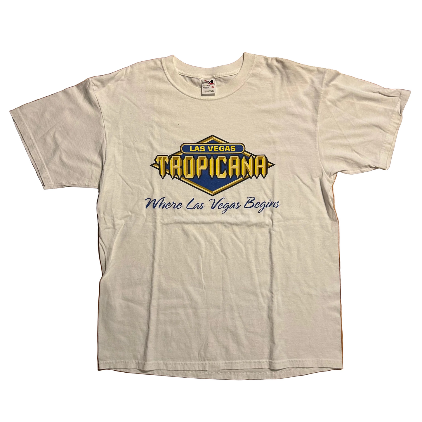 Anvil Tropicana Where Las Vegas Begins White Tshirt - Large - 22" x 29.5"