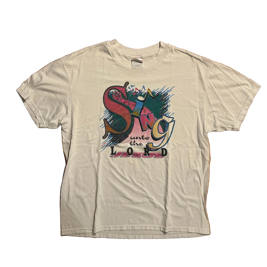 Hanes 50/50 Sing Unto The Lord Jesus White Tshirt - Medium - 21.5" x 27.5"