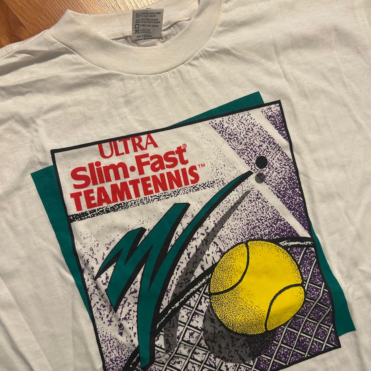 90’s A1 Ultra Slim Fast Team Tennis White Tshirt - XLarge - 24" x 29.5"