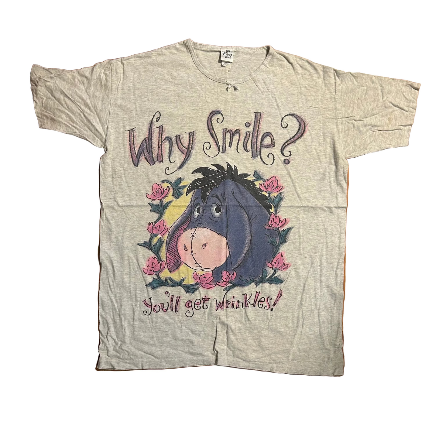 Why Smile? Eeyore Disney Store Grey Sleep Tshirt - XLarge - 26" x 33"