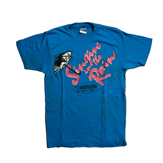 80/90’s Hanes Fifty Fifty Singing in the Rain Blue Tshirt - Small - 18" x 25.5"