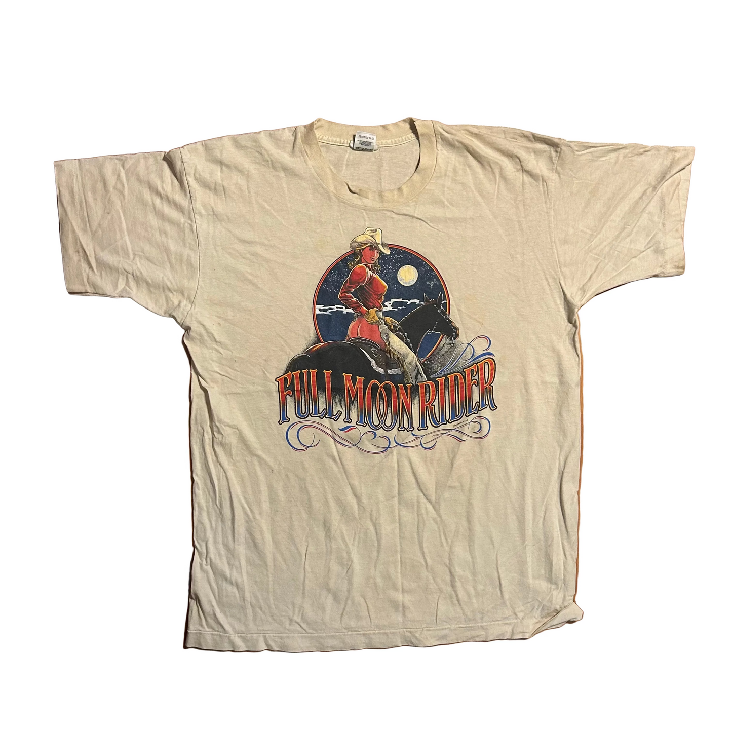 90's FOTL Full Moon Rider Tan Tshirt - Large - 23" x 30"