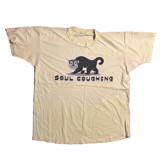 90's Soul Coughing Cat Yellow Tshirt - XLarge - 24" x 30"