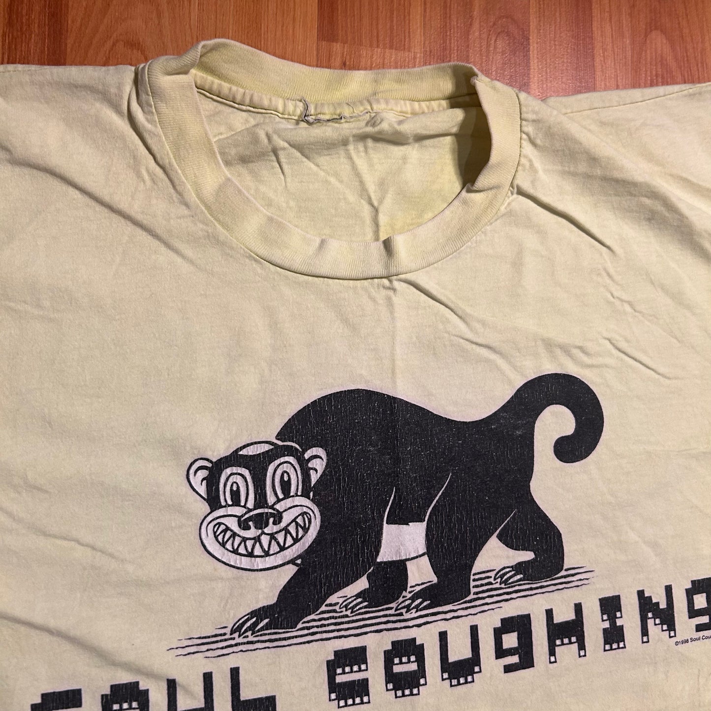 90's Soul Coughing Cat Yellow Tshirt - XLarge - 24" x 30"