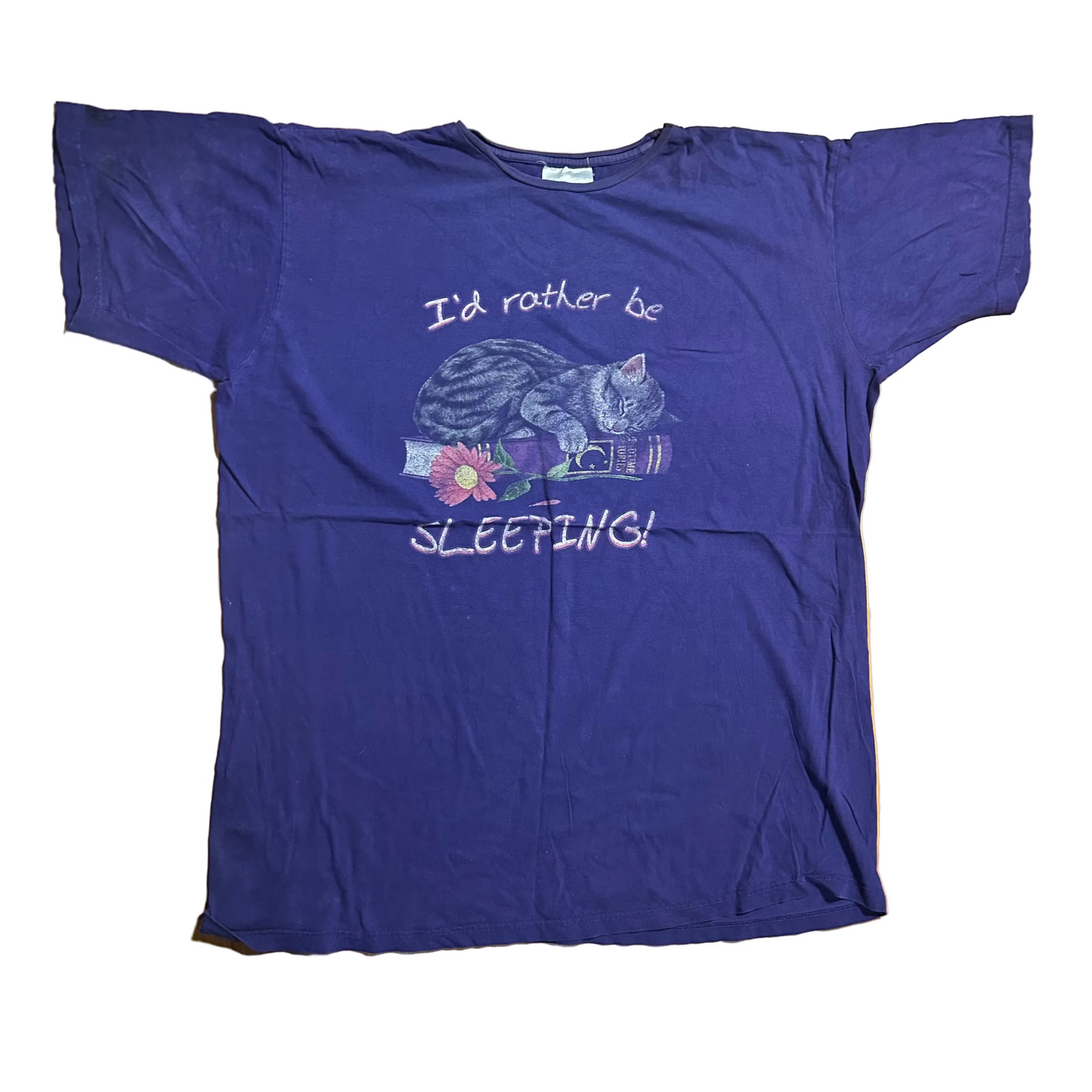 I'd Rather Be Sleeping Cat Purple Tshirt - XLarge - 26" x 32"