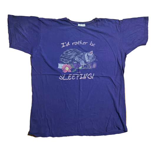 I'd Rather Be Sleeping Cat Purple Tshirt - XLarge - 26" x 32"