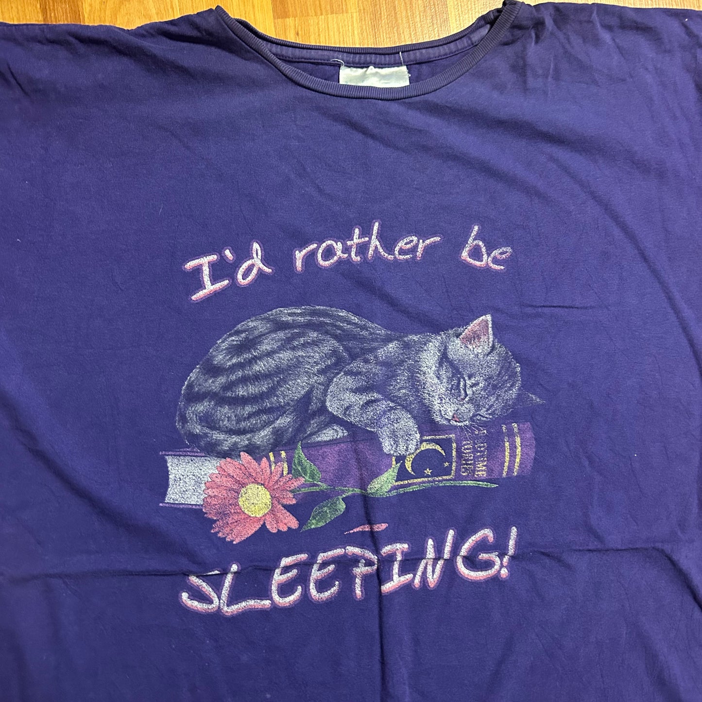 I'd Rather Be Sleeping Cat Purple Tshirt - XLarge - 26" x 32"