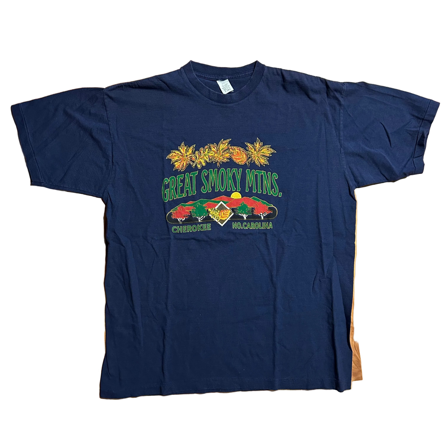 80/90’s Great Smoky Mountains Cherokee Northern Carolina Blue Tshirt - Large - 23" x 29"