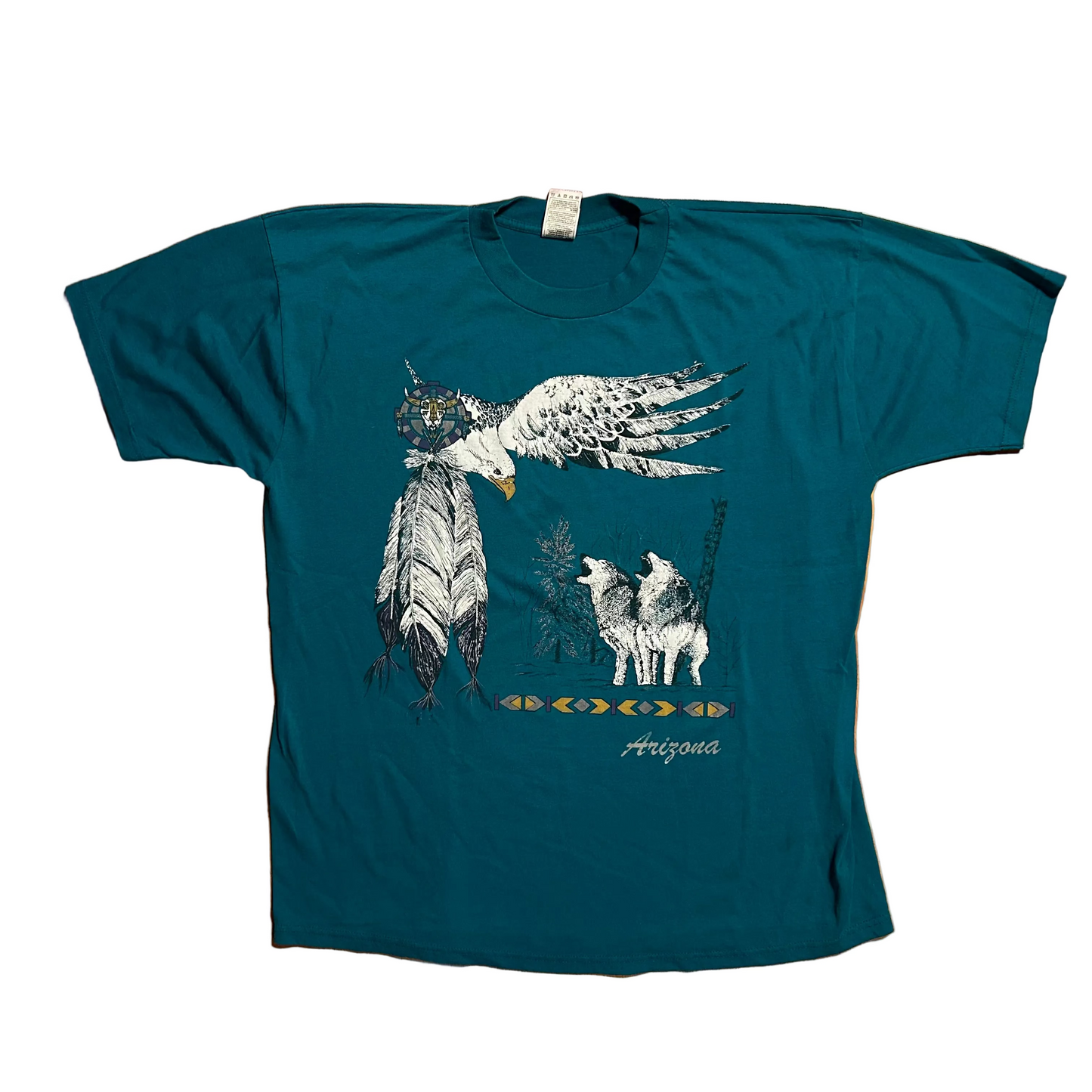 FOTL Best Arizona Bald Eagle Coyote Wolves Teal Green Tshirt - XLarge - 24" x 29"