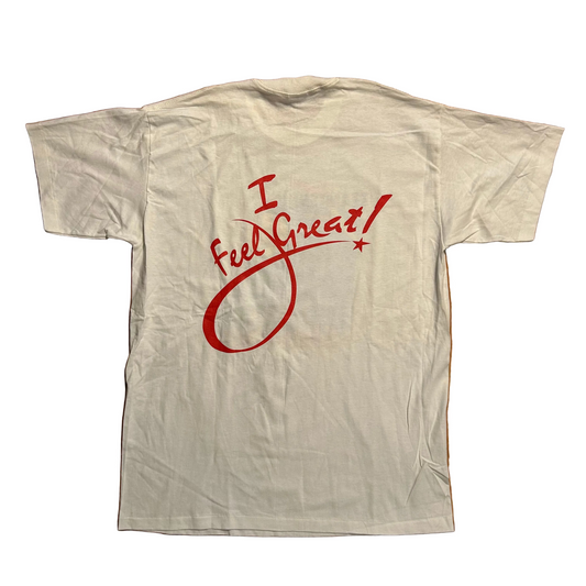 90’s Murina I Feel Great Team Tennis Ultra Slim Fast White Tshirt - Large - 23" x 32"