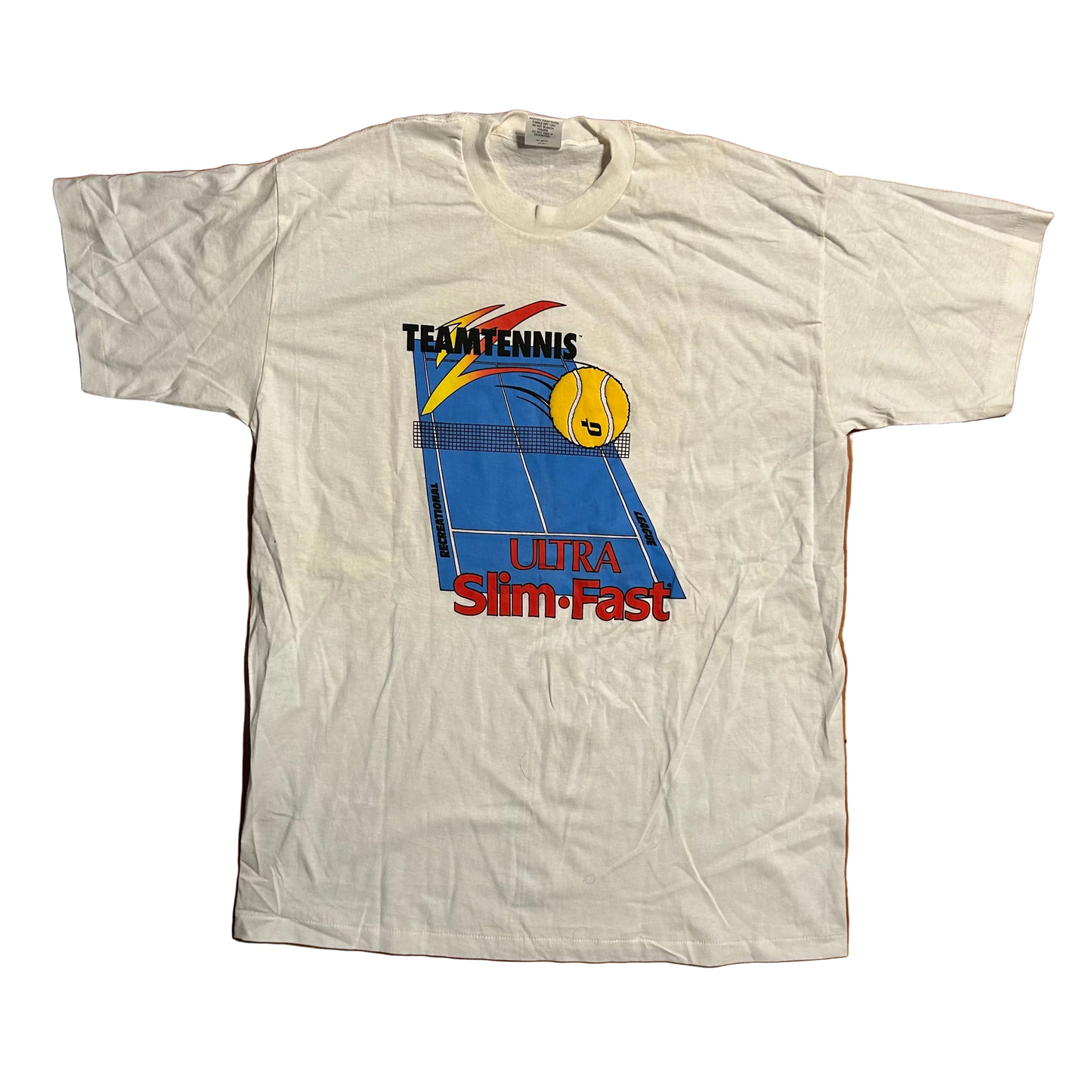 90’s Murina I Feel Great Team Tennis Ultra Slim Fast White Tshirt - Large - 23" x 32"
