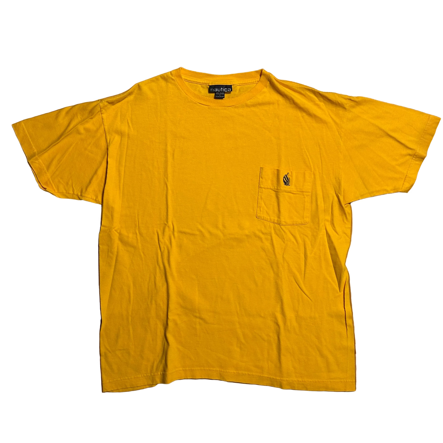 90’s Nautica Yellow Pocket Tshirt - Large - 23" x 28"