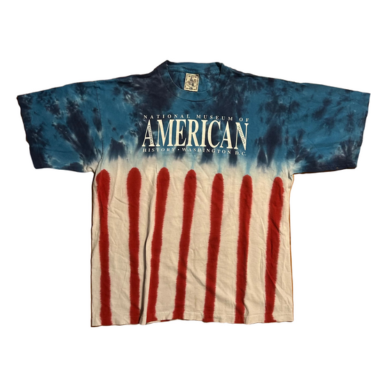 90’s National Mueseum of American History Washington DC Tie Dye Flag Tshirt - Large - 23" x 28"