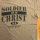 90's Soldier of Christ Enlisted God Incarnate Brown Distressed Tshirt - Medium - 21" x 27"