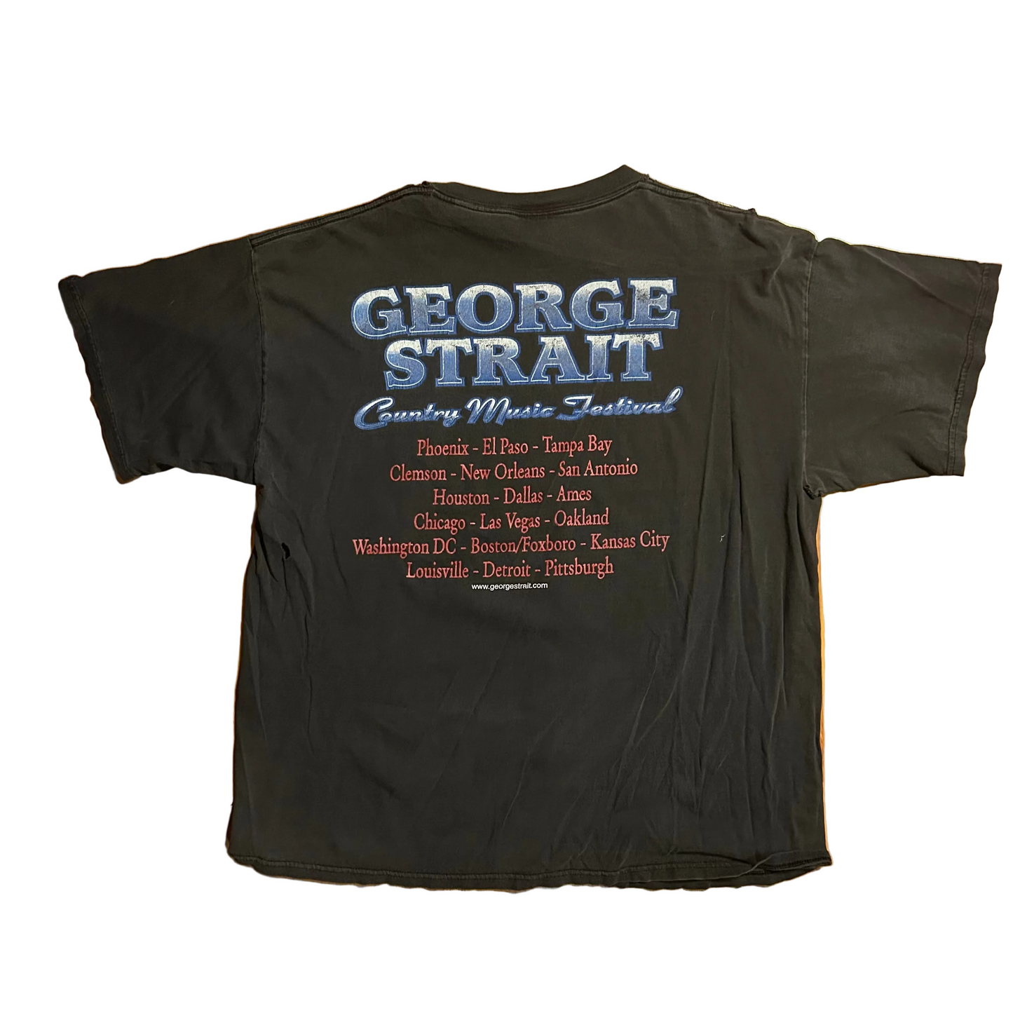 Tultex George Strait Country Music Festival Distressed Faded Black Tshirt - XLarge - 25" x 30"
