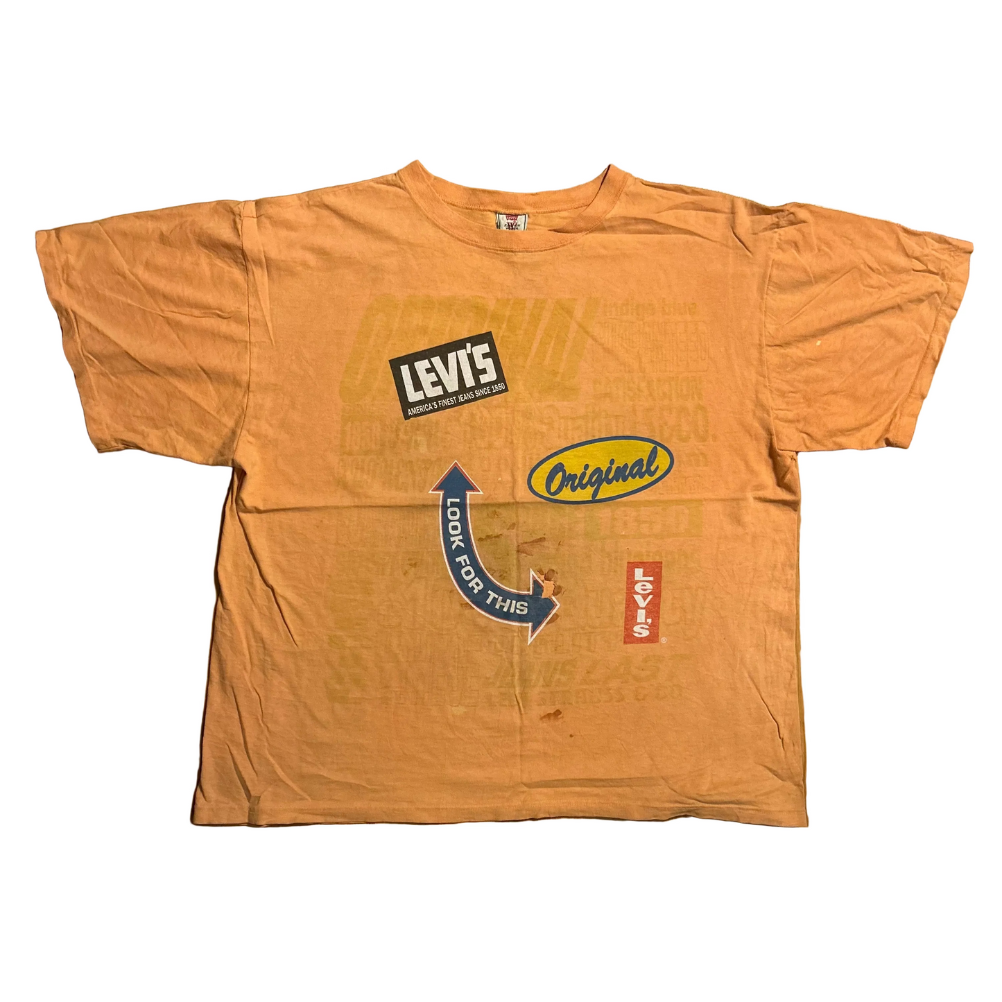 90’s Levi's For Women Original Logo Orange Tshirt - Large - 23" x 26"